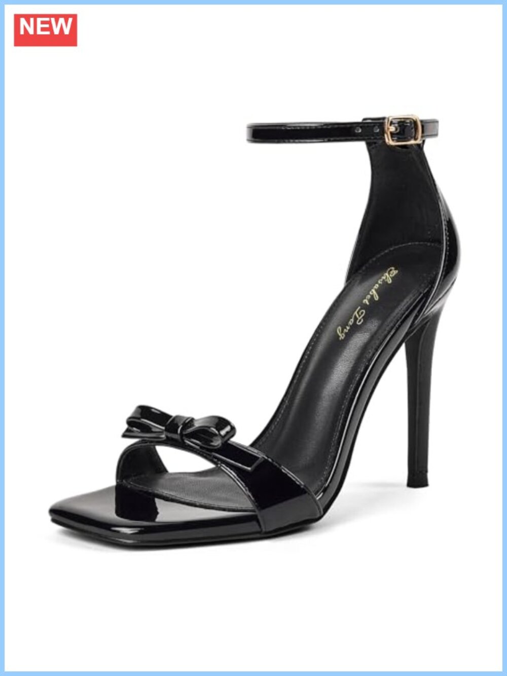 Women's Bowknot Strappy High Stiletto Heels 4 Inch Square Open Toe Sandals